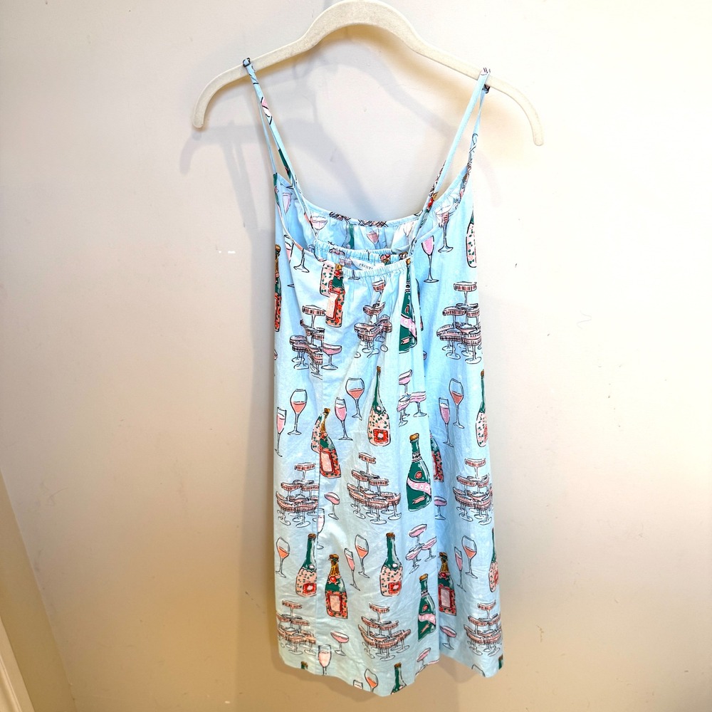 Printfresh Champagne Coupes Organic Cotton Cami Nightdress Blue Womens Medium M - Picture 2 of 5